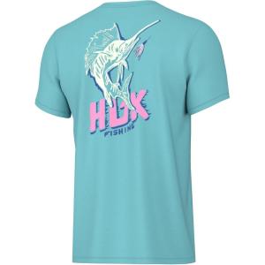 imageHUK Boys Short Sleeve Performance Tee Kids Fishing TShirtSail Bones  Marine Blue