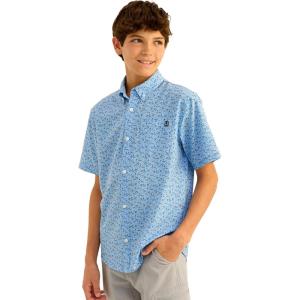 imageHUK Unisex Kids Kona Pattern Short Sleeve Fishing Button Down ShirtMarolina Blue