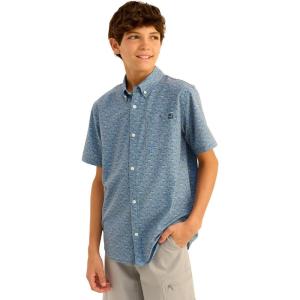imageHUK Unisex Kids Kona Pattern Short Sleeve Fishing Button Down ShirtNight Owl