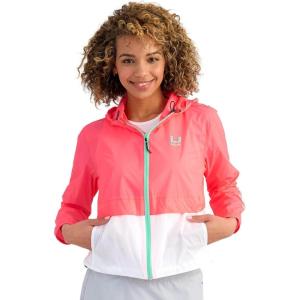 imageHUK Womens Tradewinds Jacket Lightweight Waterproof Windbreaker with UPF Sun ProtectionNeon Coral