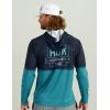 imageHUK Mens Pursuit Graphic Hoodie Sun Protecting Fishing Shirt with HoodStorm Blue
