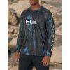 imageHUK Mens Pursuit Pattern Performance Long Sleeve ShirtKelp Wash  Heather Black