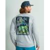 imageHUK Mens Pursuit Patterned Crew Performance Fishing Long Sleeve ShirtHarbor Mist