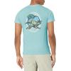 imageHUK Mens Short Sleeve Tee  Performance Fishing TShirtDolphin Aloha  Porcelian Blue Heather