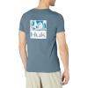 imageHUK Mens Short Sleeve Tee  Performance Fishing TShirtHukd Up Refraction  Silver Blue Heather