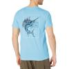 imageHUK Mens Short Sleeve Tee  Performance Fishing TShirtMarlin Shine  Baltic Sea Heather