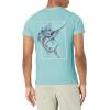 imageHUK Mens Short Sleeve Tee  Performance Fishing TShirtMarlin Shine  Porcelian Blue Heather