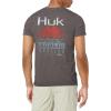 imageHUK Mens Short Sleeve Tee  Performance Fishing TShirtStriped Horizon  Volcanic Ash Heather