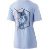 imageHUK Womens V Neck Tee  Ladies TShirt with UPF 30 Sun ProtectionAngry Marlin  Coastal Sky Heaather