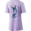 imageHUK Womens V Neck Tee  Ladies TShirt with UPF 30 Sun ProtectionAngry Marlin  Lavender Heather