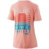 imageHUK Womens V Neck Tee  Ladies TShirt with UPF 30 Sun ProtectionStriped Horizon  Desert Flower Heather