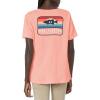 imageHUK Womens V Neck Tee  Ladies TShirt with UPF 30 Sun ProtectionSunset Bass  Desert Flower Heather