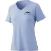 imageHUK Womens V Neck Tee  Ladies TShirt with UPF 30 Sun ProtectionSunset Marlin  Coastal Sky Heaather