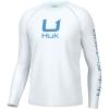 imageHUK Mens Icon X Crew LongSleeve Performance Fishing ShirtWhite