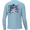 imageHUK Mens Kc Pursuit Long Sleeve Sun Protecting Fishing ShirtKc American Sushi  Crystal Blue