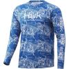 imageHUK Mens Pattern Pursuit Long Sleeve Performance Fishing ShirtMahi Stripes  Huk Blue