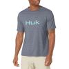 imageHUK Mens Performance Fishing Logo Tee Short Sleeve QuickDrySargasso Sea Heather  New Logo