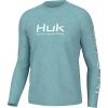 imageHUK Mens Pursuit Heather Long Sleeve Fishing ShirtMarine Blue Heather