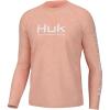 imageHUK Mens Pursuit Heather Long Sleeve Fishing ShirtPeach Nectar Heather