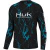 imageHUK Mens Pursuit Pattern Performance Long Sleeve ShirtKelp Wash  Heather Black