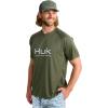 imageHUK Mens Pursuit Short Sleeve Performance Shirt  Sun ProtectionMoss