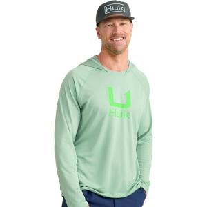 imageHUK Mens Icon Hoodie Fishing Shirt with Sun ProtectionFog Green