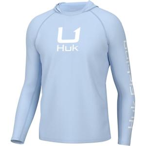 imageHUK Mens Icon Hoodie Fishing Shirt with Sun ProtectionIce Water