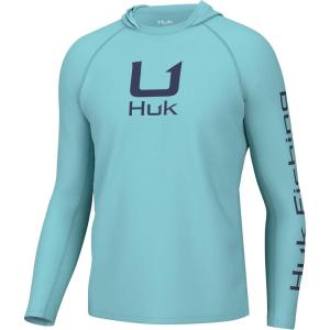 imageHUK Mens Icon Hoodie Fishing Shirt with Sun ProtectionMarine Blue