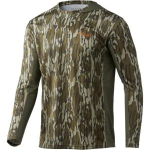 imageHUK Mens Icon X Camo Hoodie UPF 50 LongSleeve Fishing ShirtMossy Oak Bottomland