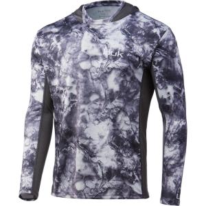 imageHUK Mens Icon X Camo Hoodie UPF 50 LongSleeve Fishing ShirtMossy Oak Leeward