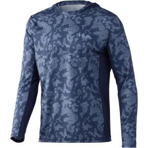 imageHUK Mens Icon X Camo Hoodie UPF 50 LongSleeve Fishing ShirtRunning Lakes  Sargasso Sea