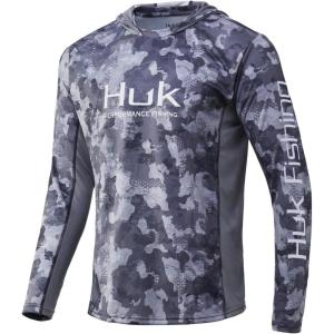 imageHUK Mens Icon X Camo Hoodie UPF 50 LongSleeve Fishing ShirtStorm