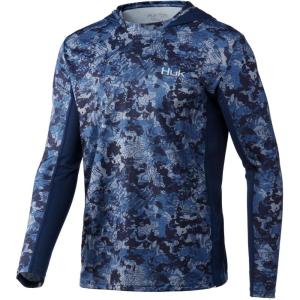 imageHUK Mens Icon X Camo Hoodie UPF 50 LongSleeve Fishing ShirtTide Change  Atlantic