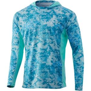 imageHUK Mens Icon X Camo Hoodie UPF 50 LongSleeve Fishing ShirtTide Change  Sea Floor