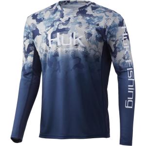 imageHUK Mens Icon X Camo Long Sleeve Performance Fishing ShirtBluefin  Refraction Camo Fade