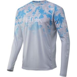 imageHUK Mens Icon X Camo Long Sleeve Performance Fishing ShirtFade  Inshore