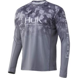 imageHUK Mens Icon X Camo Long Sleeve Performance Fishing ShirtFade  Storm