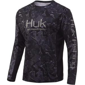 imageHUK Mens Icon X Camo Long Sleeve Performance Fishing ShirtHannibal Bank