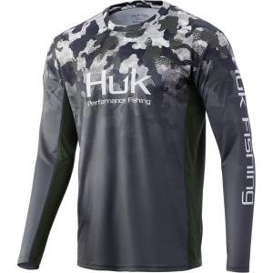 imageHUK Mens Icon X Camo Long Sleeve Performance Fishing ShirtHunt Club Camo  Refraction Camo Fade