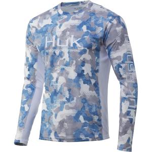 imageHUK Mens Icon X Camo Long Sleeve Performance Fishing ShirtIce Boat  Refraction