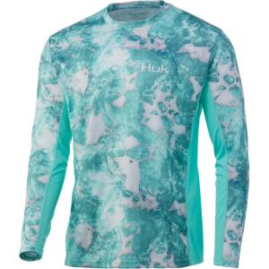imageHUK Mens Icon X Camo Long Sleeve Performance Fishing ShirtMossy Oak Seafoam
