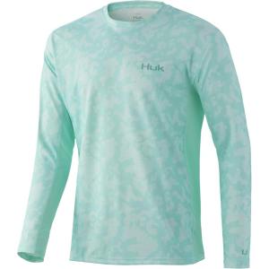 imageHUK Mens Icon X Camo Long Sleeve Performance Fishing ShirtRunning Lakes  Beach Glass