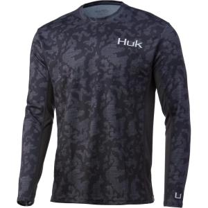 imageHUK Mens Icon X Camo Long Sleeve Performance Fishing ShirtRunning Lakes  Volcanic Ash