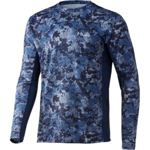imageHUK Mens Icon X Camo Long Sleeve Performance Fishing ShirtTide Change  Atlantic