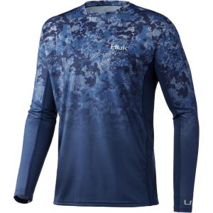 imageHUK Mens Icon X Camo Long Sleeve Performance Fishing ShirtTide Change Fade  Atlantic