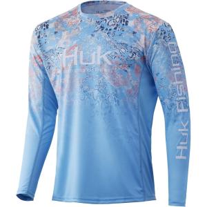 imageHUK Mens Icon X Camo Long Sleeve Performance Fishing ShirtTide Change Fade  Horizon