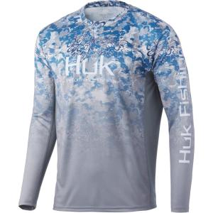 imageHUK Mens Icon X Camo Long Sleeve Performance Fishing ShirtTide Change Fade  the Edge