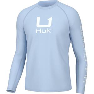 imageHUK Mens Icon X Crew LongSleeve Performance Fishing ShirtIce Water