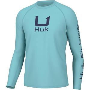 imageHUK Mens Icon X Crew LongSleeve Performance Fishing ShirtMarine Blue