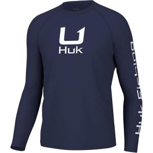 imageHUK Mens Icon X Crew LongSleeve Performance Fishing ShirtNaval Academy